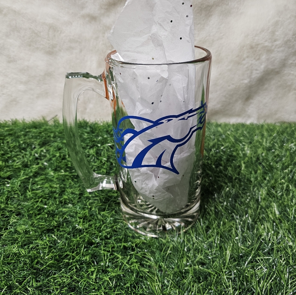 Clear Glass Mug Broncos Logo
